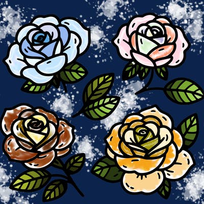 cute four pieces roses