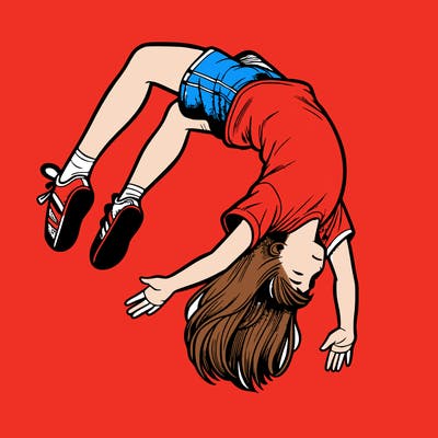 realistic girl doing a backflip