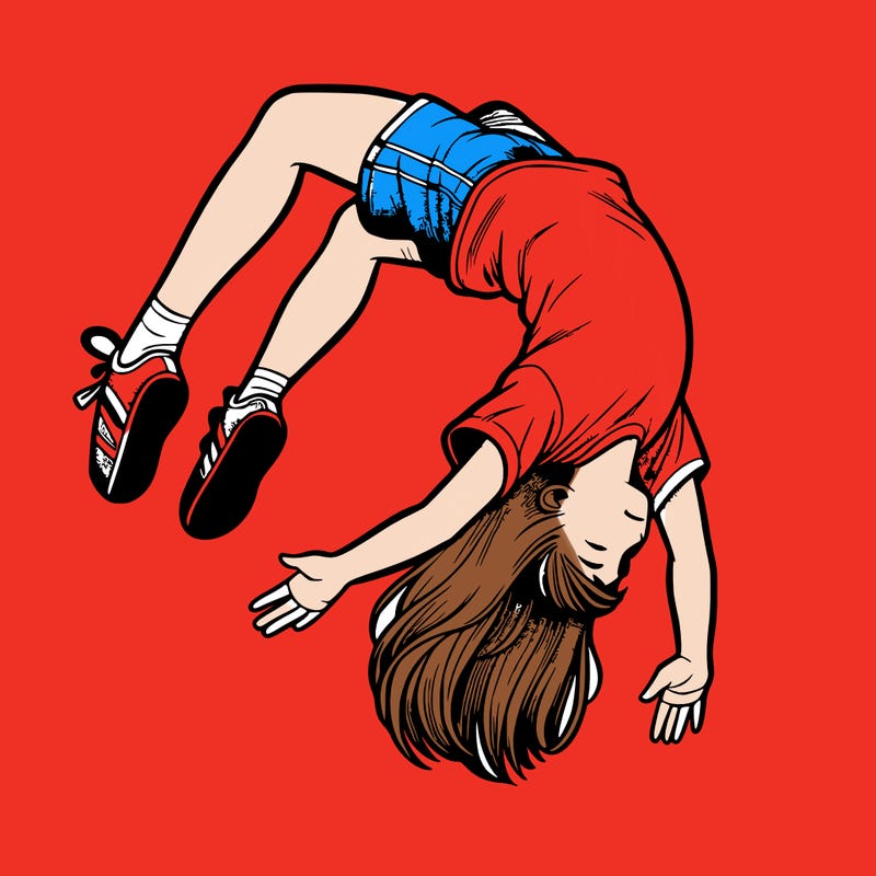 realistic girl doing a backflip