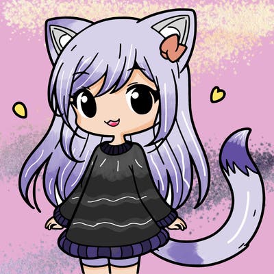 girl with cat ears and tail