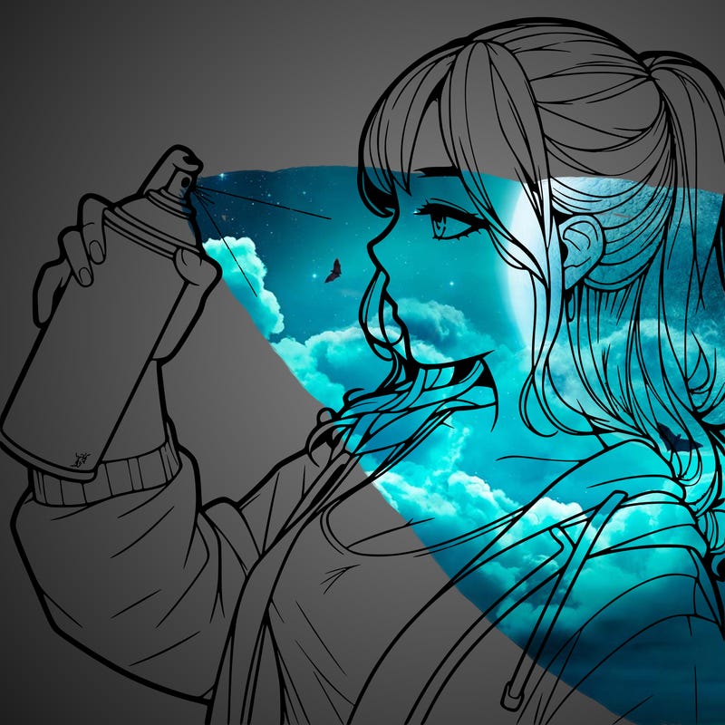 a realistic girl spray, painting