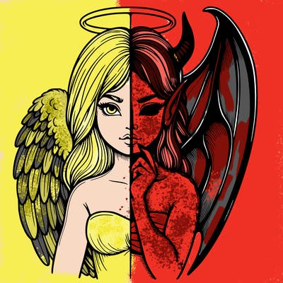 realistic angel half demon