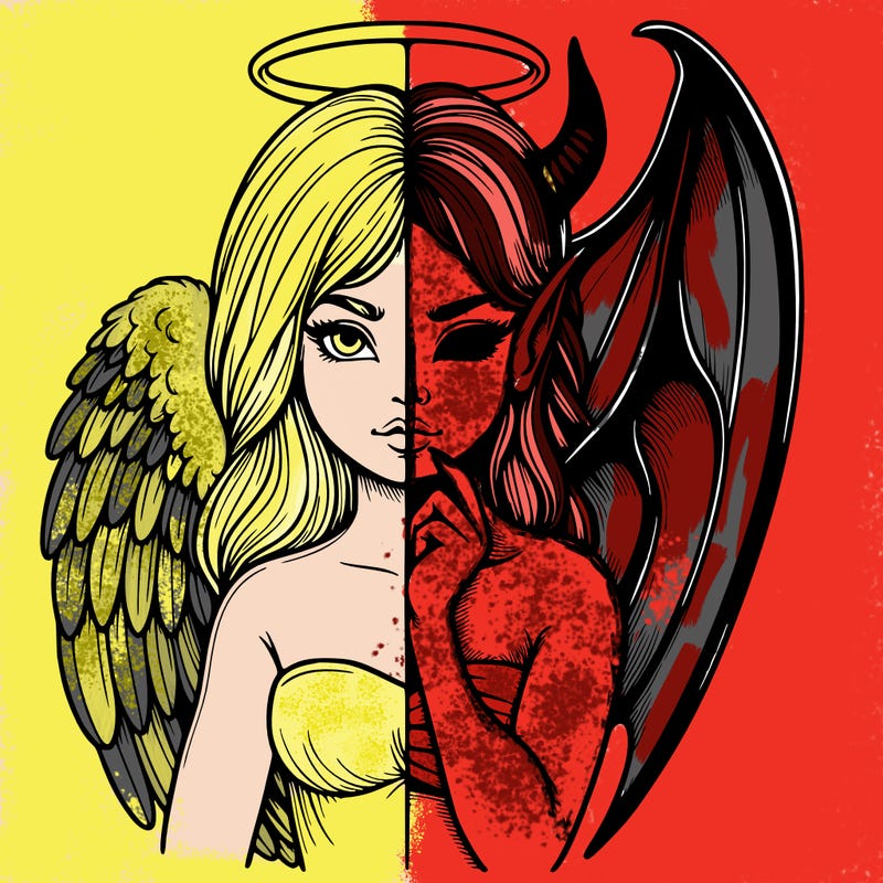 realistic angel half demon