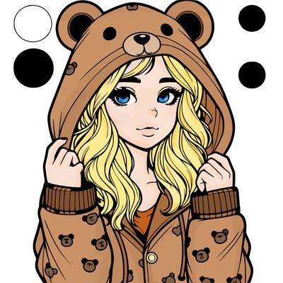 realistic girl in a animal pjs hoodie