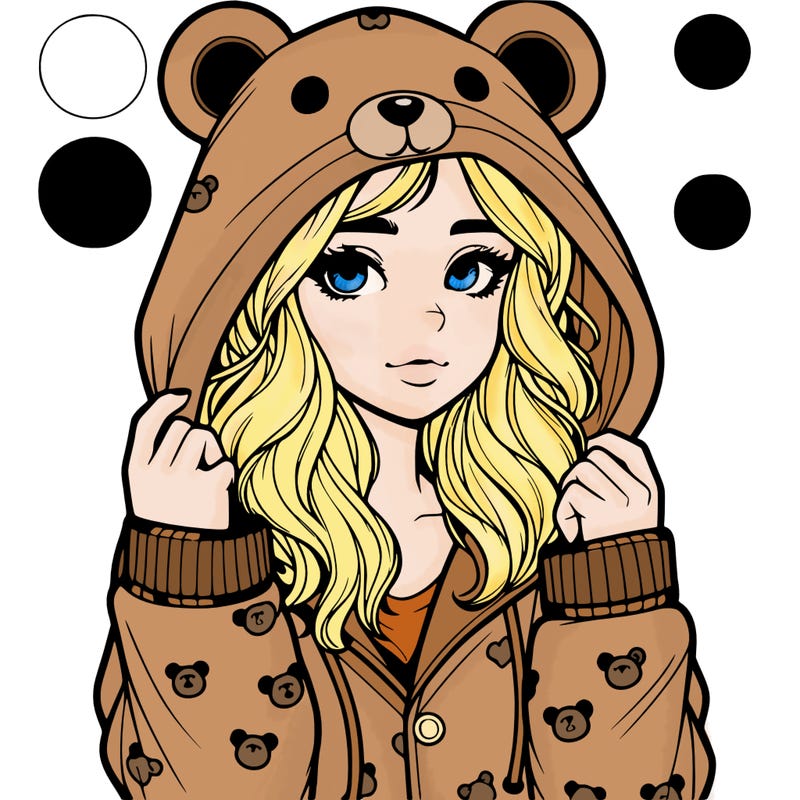 realistic girl in a animal pjs hoodie