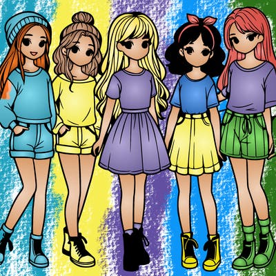 a group of five girls