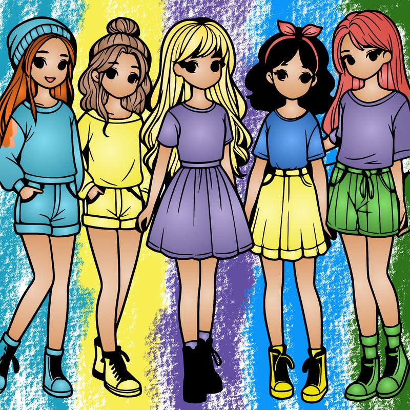 a group of five girls