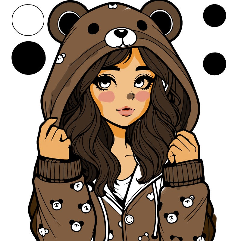 realistic girl in a animal pjs hoodie