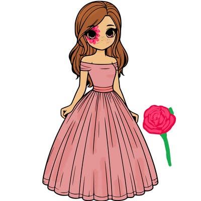 realistic girl in dress