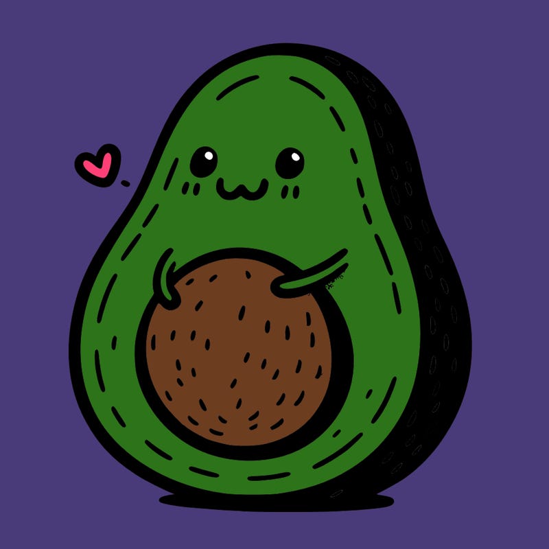 an avocado hugging an avocado