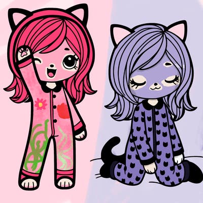 girl in cat pjs