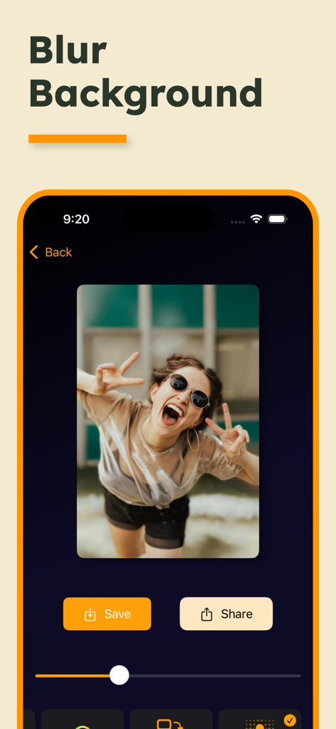 Remove Background: PNG Maker - The Blur Background tool interface in the Remove Background PNG Maker app.