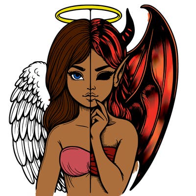 realistic angel half demon