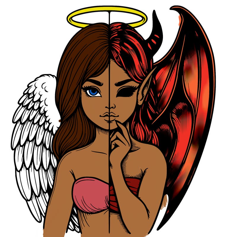 realistic angel half demon