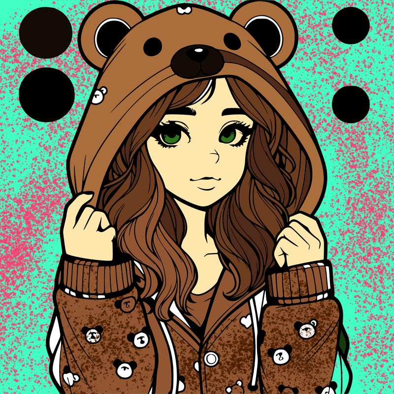 realistic girl in a animal pjs hoodie