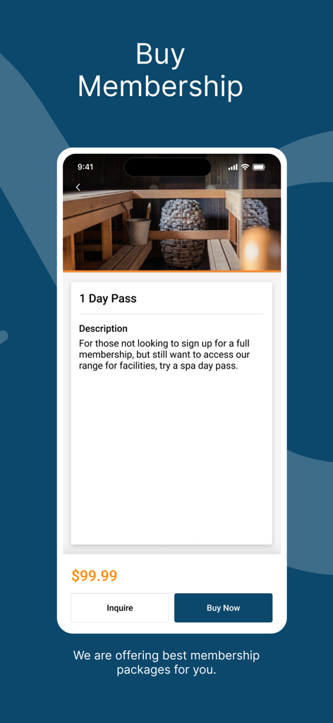 Wellyxアプリの画面、1日スパ会員パスの購入用