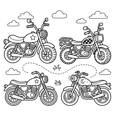 Ignite your child's imagination with these exciting standard motorcycle coloring pages. Perfect for young enthusiasts, they offer a thrilling ride of creativity and fun!