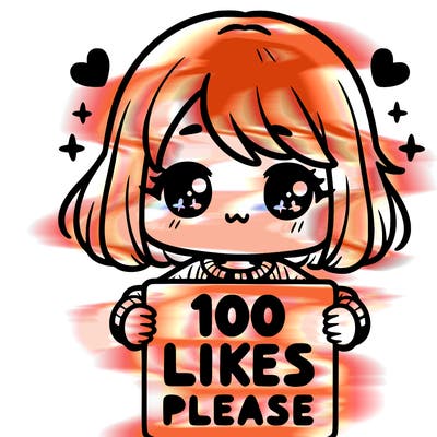 cute girl holding a sign saying 100 likes please