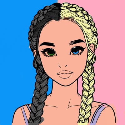 realistic girl with braids