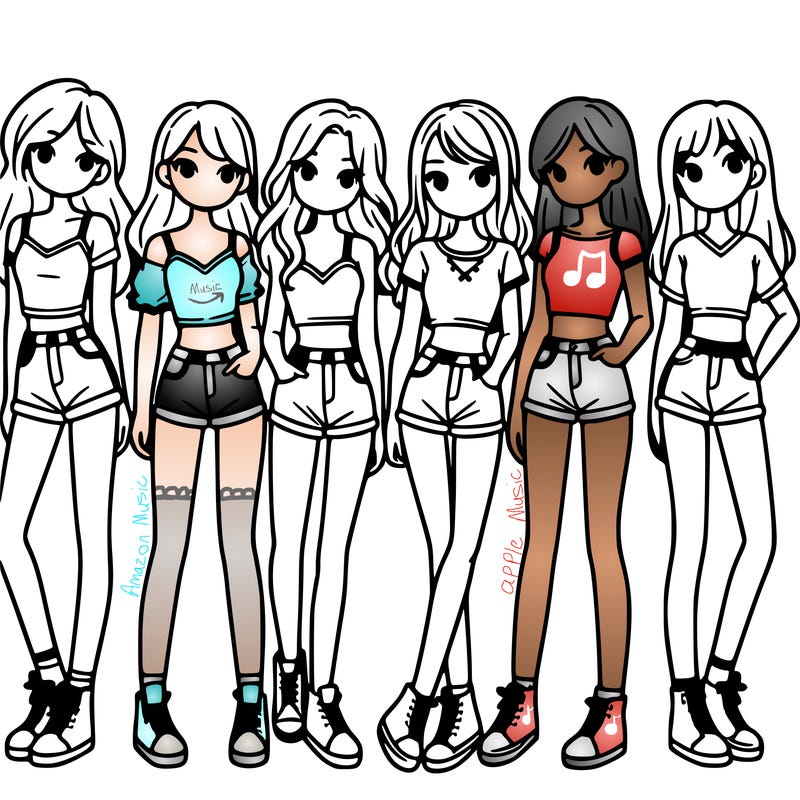 a group of girls wearing crop tops and shorts