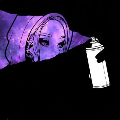 a realistic girl, spray painting