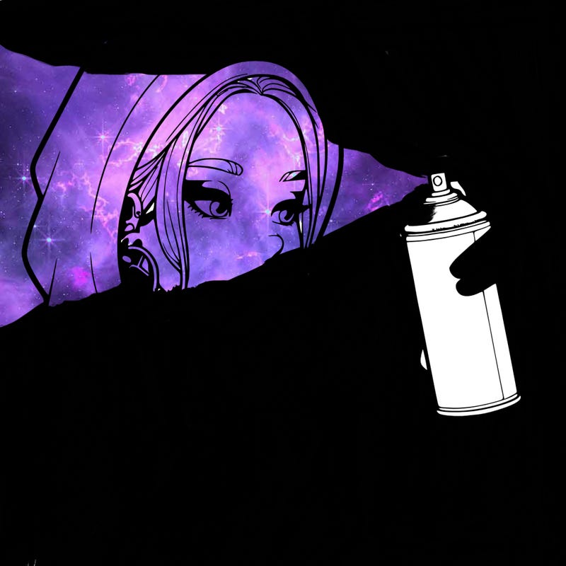 a realistic girl, spray painting