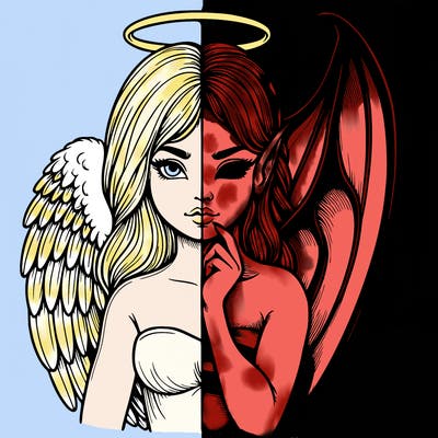 realistic angel half demon