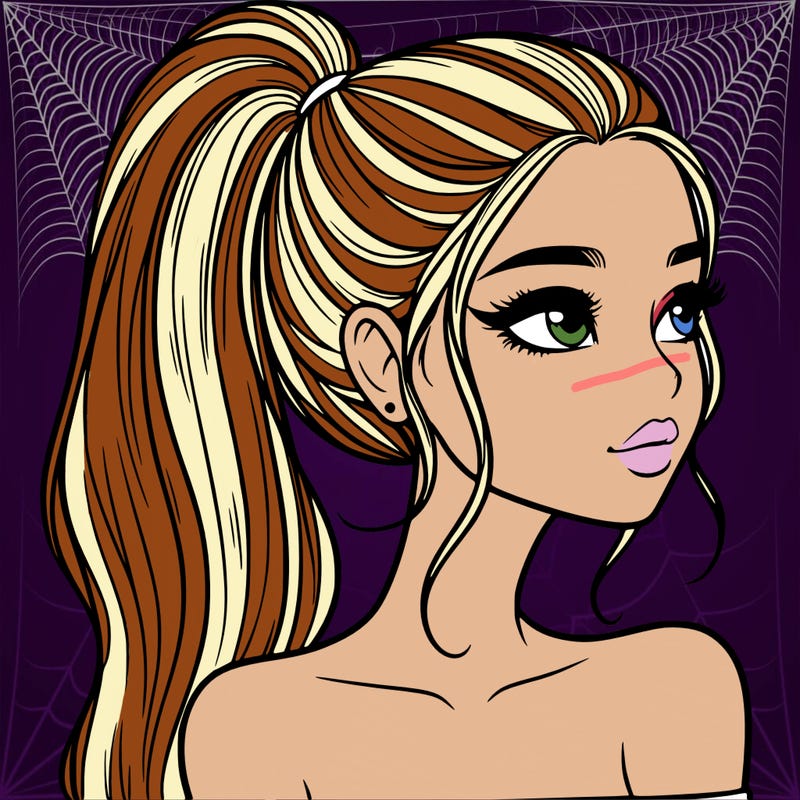 a beautiful and realistic girl with a high pony tail