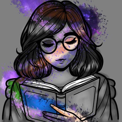 girl reading with glasses realistic