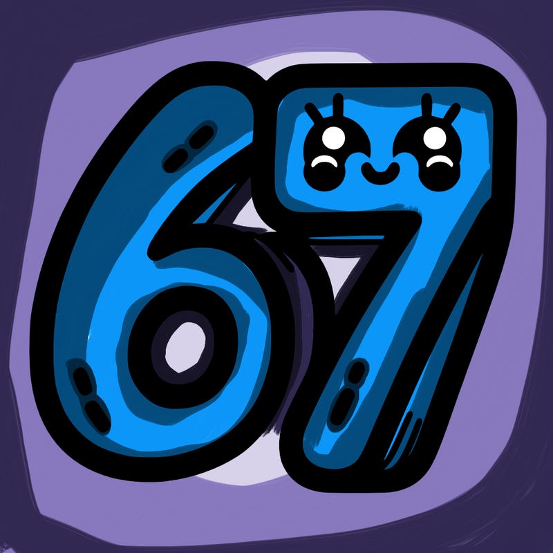 the numbers 67