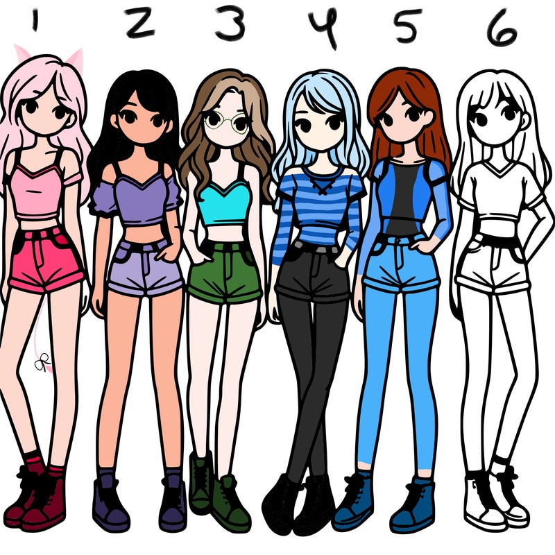 a group of girls wearing crop tops and shorts