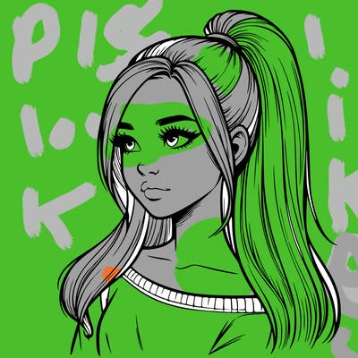 realistic girl with a high ponytail