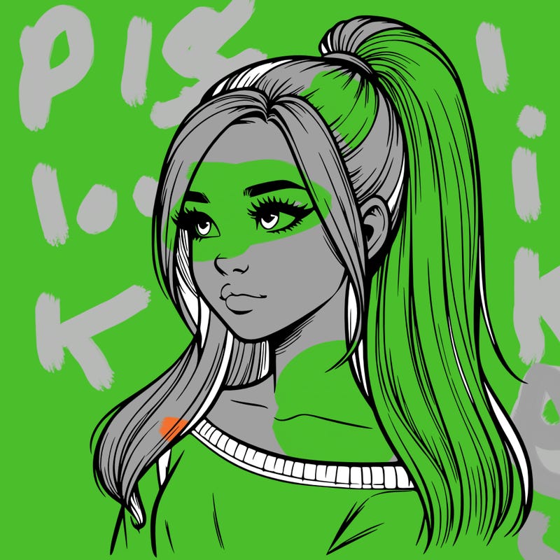 realistic girl with a high ponytail