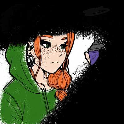 a realistic girl, spray painting