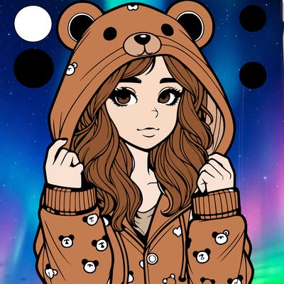 realistic girl in a animal pjs hoodie