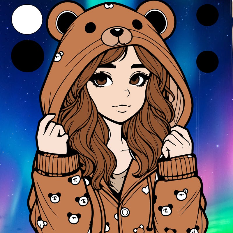realistic girl in a animal pjs hoodie