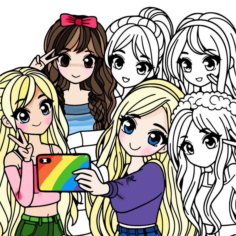 group of girls taking a selfie cutie