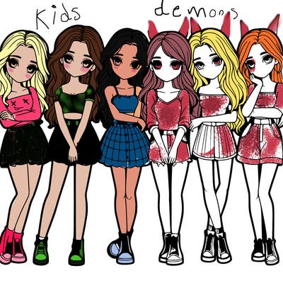 a group of girls realistic