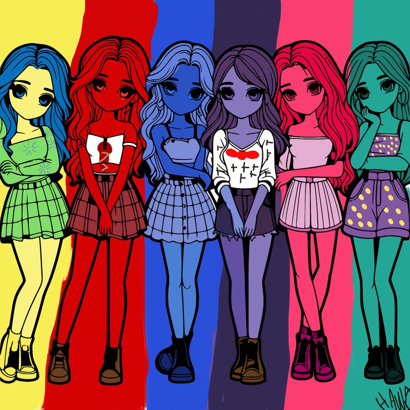 a group of girls realistic