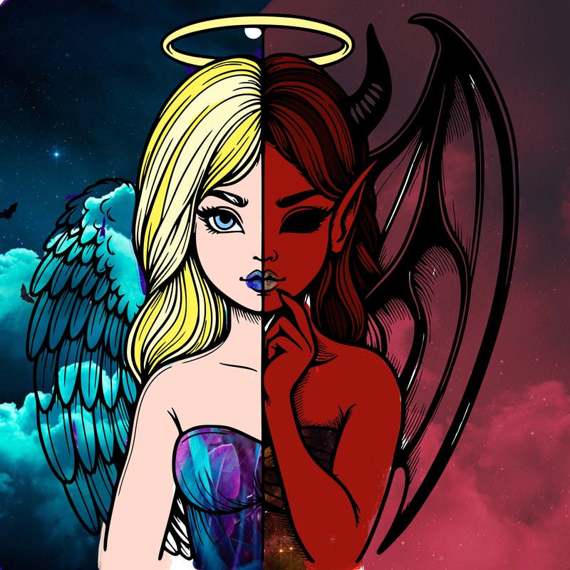 realistic angel half demon