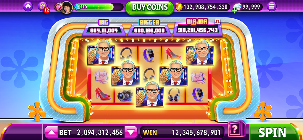Hit it Rich! Casino Slots Game - Gameplay di Hit it Rich Casino Slots che mostra la macchina da slot a tema The Price is Right con un jackpot importante