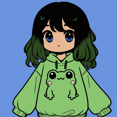 girl wearing frogging sweatshirt