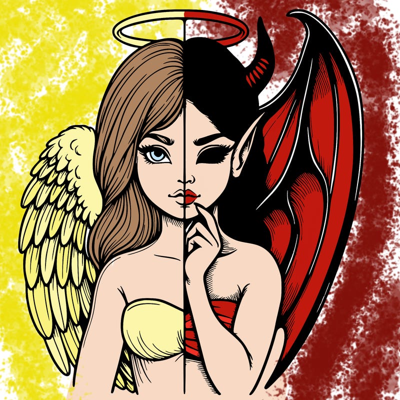 realistic angel half demon