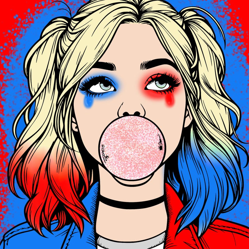 realististic girl blowing bubble -gum