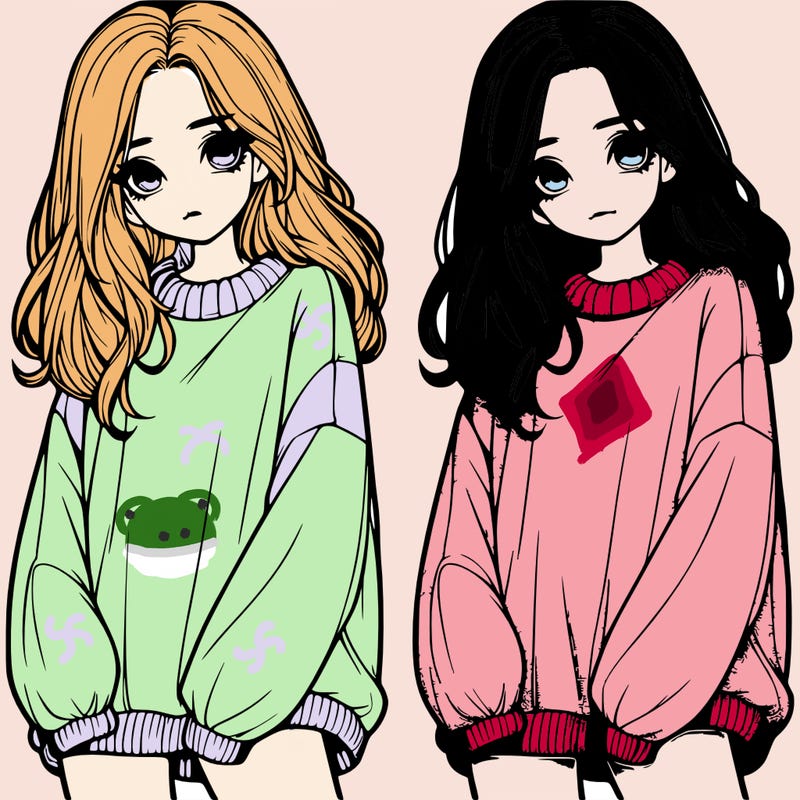 realistic girl with baggy sweater