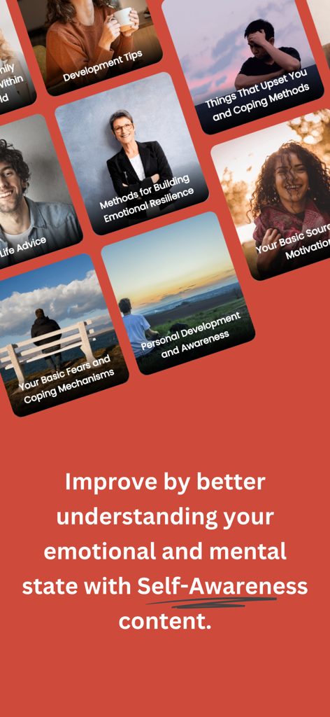 Enneagram 9 Type - Una raccolta di riquadri delle categorie di autoconsapevolezza e sviluppo personale dall'app Enneatipo 9.