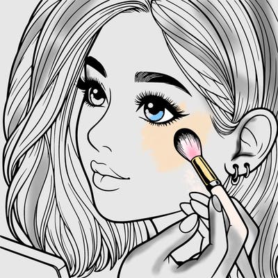 a realistic girl doing her makeup