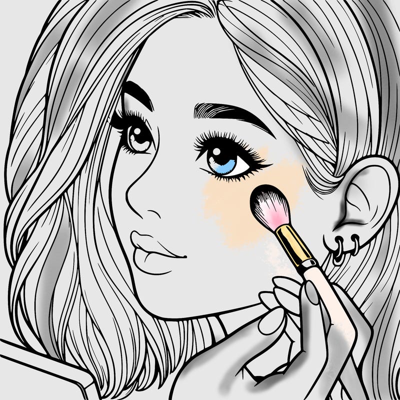 a realistic girl doing her makeup