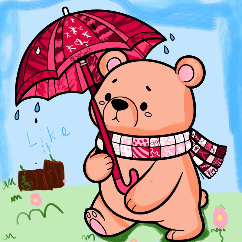 a bear with a umbrella