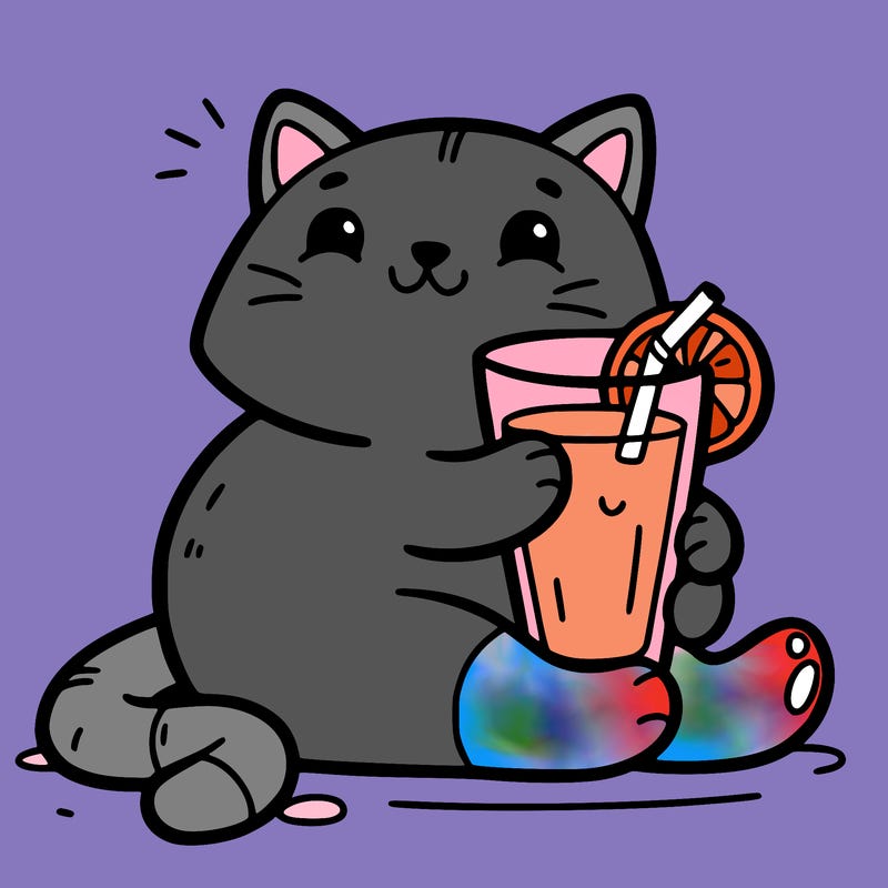 cat with orange juice